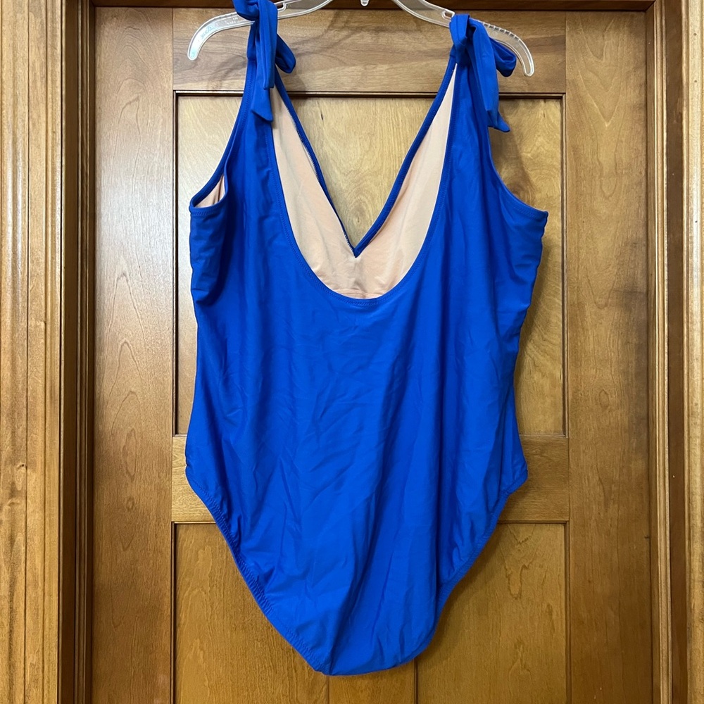 J. Crew Factory Tie Shoulder One Piece Swimsuit Blue Size 3X NWT - Picture 5 of 10
